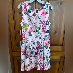 Vince Camuto Ladies 14 Pink and Green Floral Sleeveless Shift Midi Dress NWT